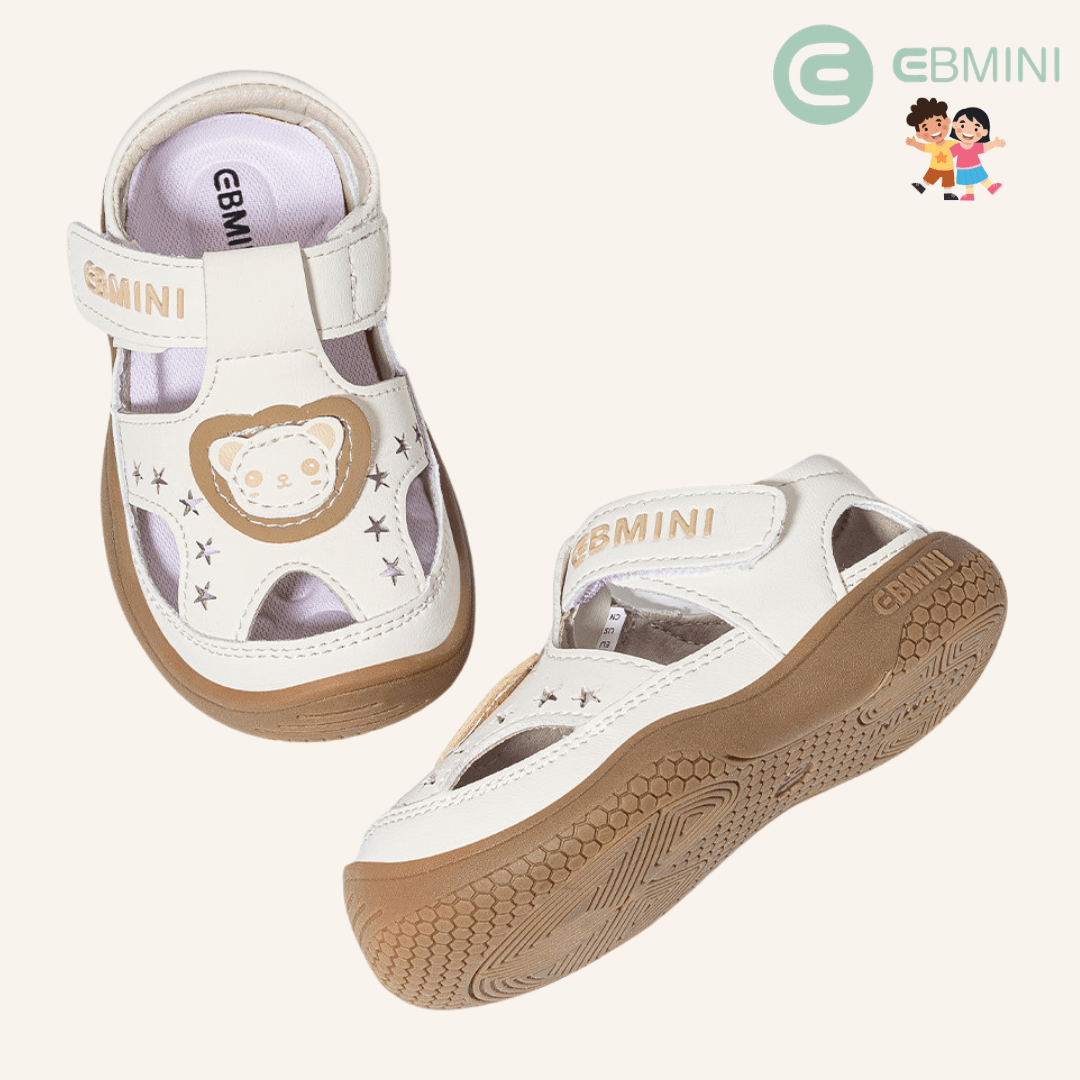 EBMINI® BEARS – Barefoot Sandals for Kids - White - 3 AU - Insole length 12.8 cm