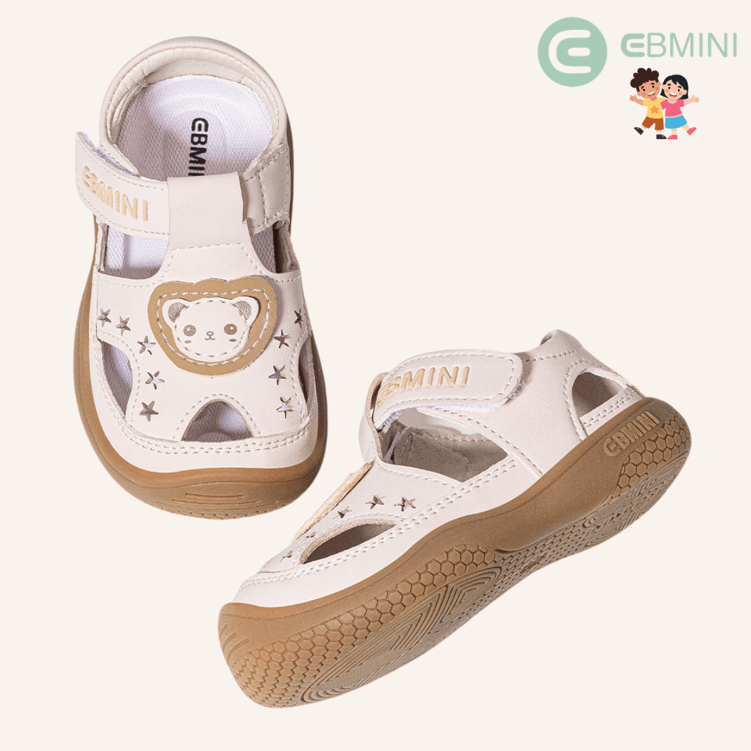 EBMINI® BEARS – Barefoot Sandals for Kids - White - 3 AU - Insole length 12.8 cm
