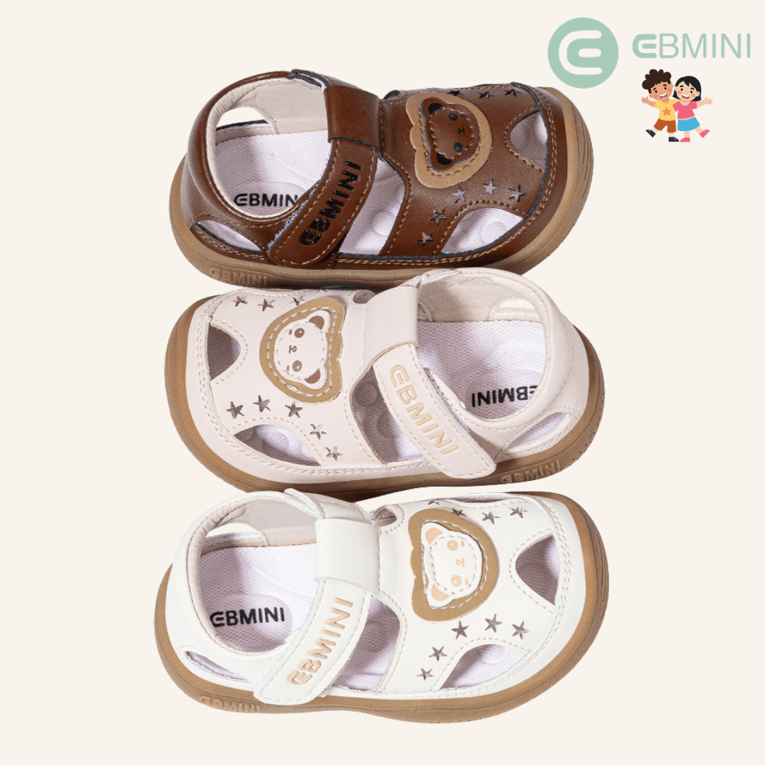 EBMINI® BEARS – Barefoot Sandals for Kids - White - 3 AU - Insole length 12.8 cm