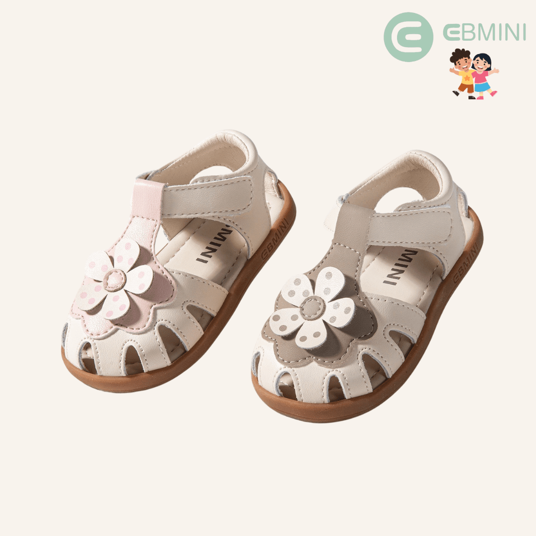 EBMINI® BLOM – Ultra Lightweight Barefoot Sandals for Kids - Beige - 3 AU - Insole length 12.8 cm