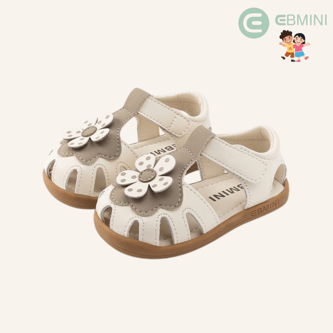 EBMINI® BLOM – Ultra Lightweight Barefoot Sandals for Kids - Beige - 3 AU - Insole length 12.8 cm