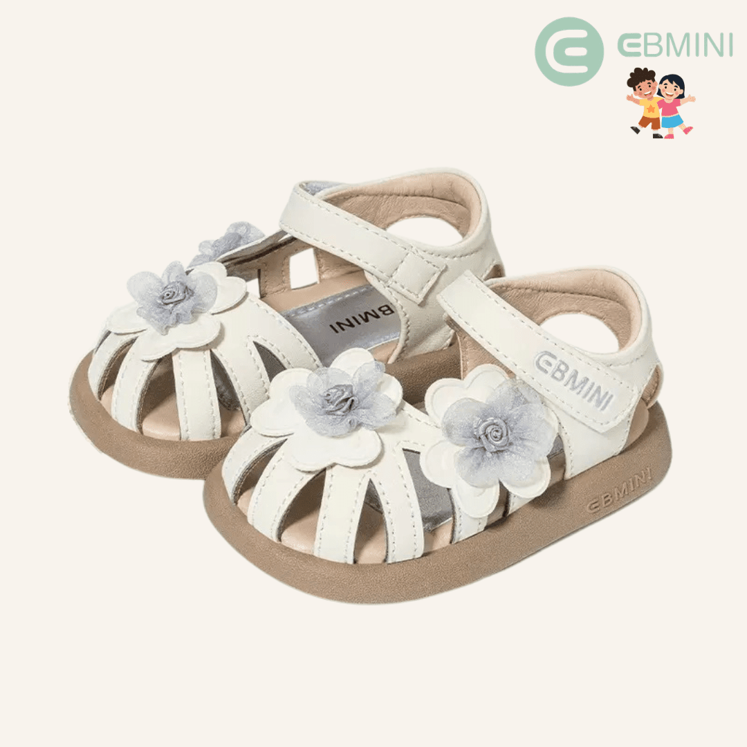 EBMINI® FLAVIA – Ultra Lightweight Barefoot Sandals for Kids - White - 3 AU - Insole length 13.5 cm