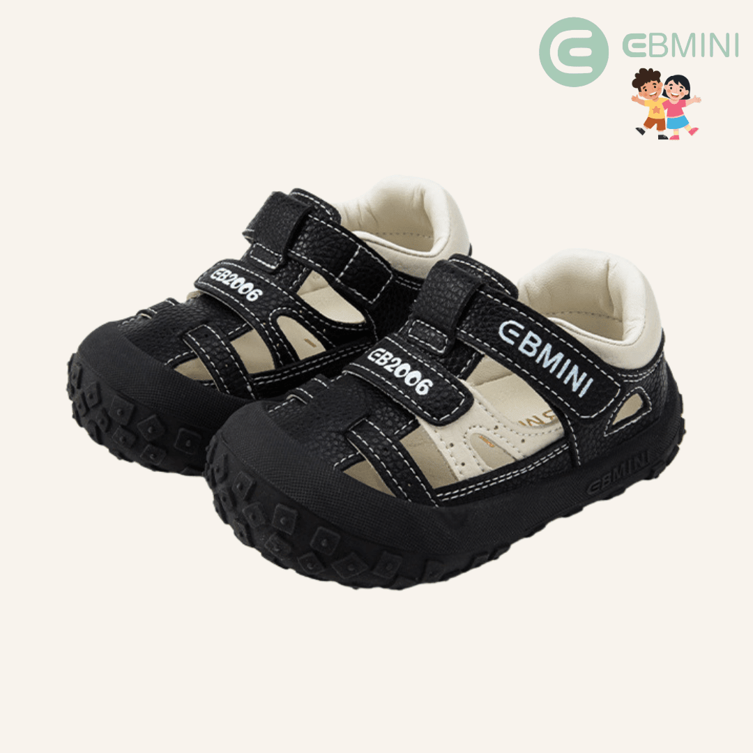 EBMINI® KIBABY – Ultra Lightweight Barefoot Sandals for Kids - Black - 2 AU - Insole length 12.6 cm