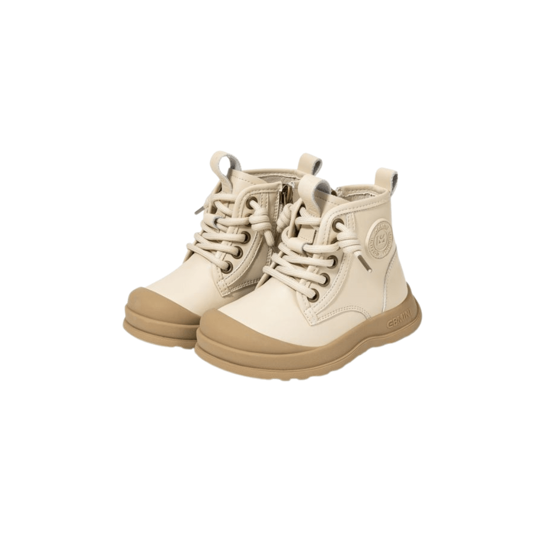EBMINI® LOS – Waterproof Barefoot Boots for Kids with Warm Lining & Zipper - Cream - 7 AU - Insole length 14.7 cm