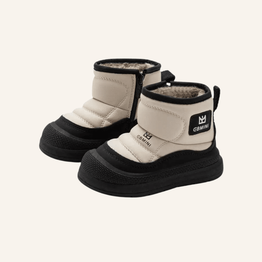 EBMINI® NEVI – Waterproof Barefoot Boots for Kids with Warm Lining & Zipper - Black - 7 AU - Insole length 14.5 cm
