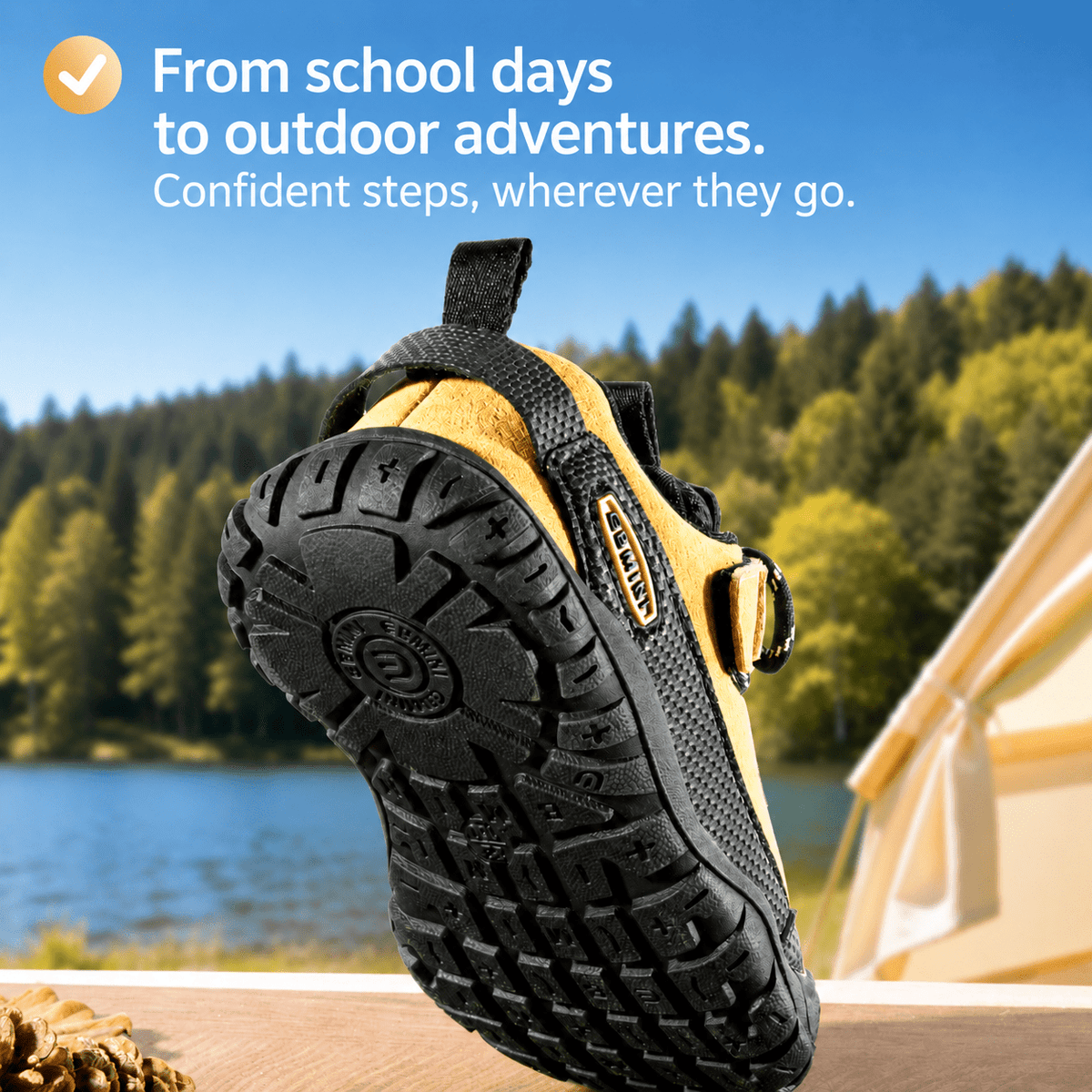 EBMINI® OTD – Waterproof Trekking Barefoot Shoes for Kids - White - 5 AU - Insole length 14 cm