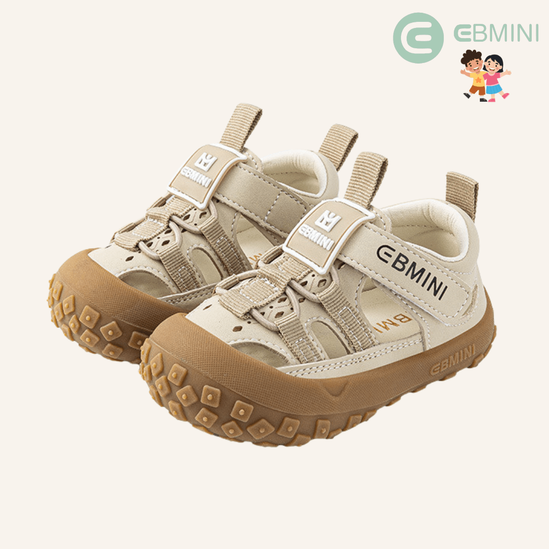 EBMINI® RIXY – Ultra Lightweight Barefoot Sandals for Kids - Beige - 2 AU - Insole length 12.4 cm