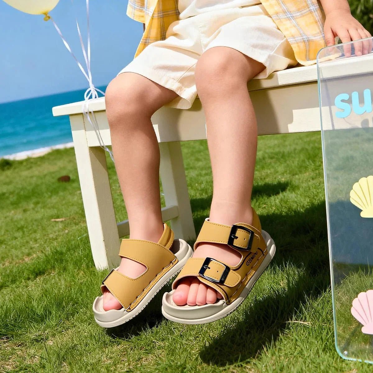 EBMINI® SAN – Ultra-Lightweight Barefoot Sandals for Kids - Yellow - 2 AU – Insole length 12.1 cm