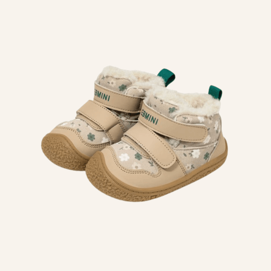 EBMINI® SAS – Waterproof Barefoot Boots for Kids with Warm Lining - Beige - 2 AU - Insole length 11.9 cm