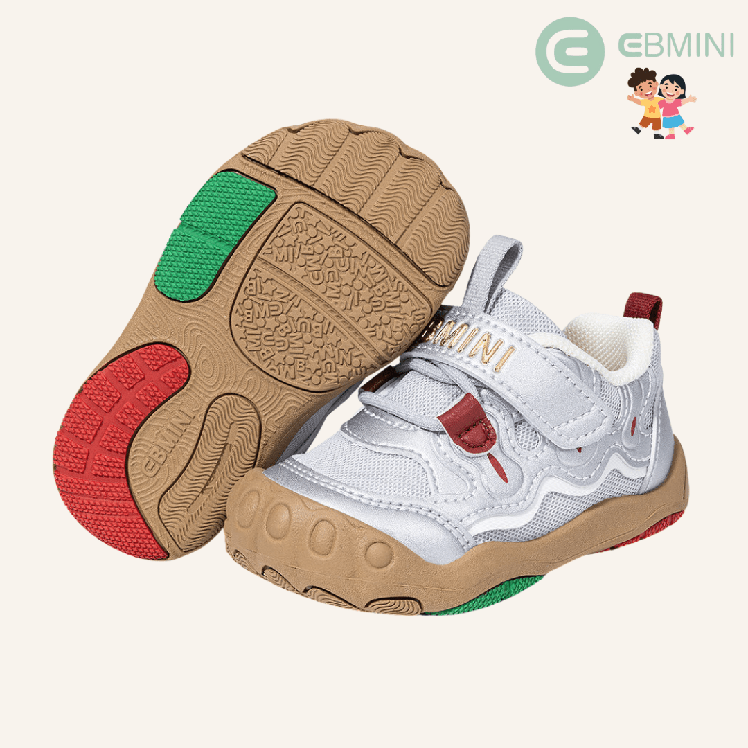EBMINI® TYM – Barefoot Sneakers for Kids - Silver - 2 AU - Insole length 12.4 cm